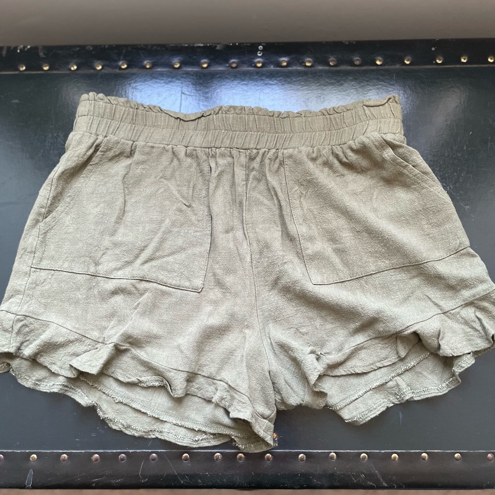 Allie Rose olive green High Waist Women's Shorts, L
